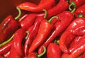 Heap of fresh ripe red sweet chili peppers for sale at the local market in Georgia Royalty Free Stock Photo