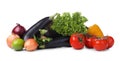 Heap of fresh ripe vegetables and fruit on white background Royalty Free Stock Photo