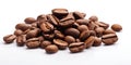Heap of Fresh Roasted Coffee Beans Isolated on White Background. Generative ai Royalty Free Stock Photo