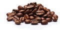 Heap of Fresh Roasted Coffee Beans Isolated on White Background. Generative ai Royalty Free Stock Photo