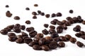 Heap of fresh roasted coffee beans isolated on white background stock photo Royalty Free Stock Photo