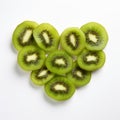 Heap fresh slice pieces of kiwi be arrange in heart shape.