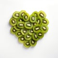 Heap fresh slice pieces of kiwi be arrange in heart shape.