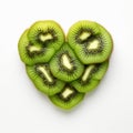 Heap fresh slice pieces of kiwi be arrange in heart shape.