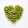 Heap fresh slice pieces of kiwi be arrange in heart shape.