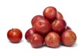 Heap of fresh sweet cherry plums on white background close up Royalty Free Stock Photo