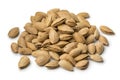 Heap of fresh unpeeled almonds