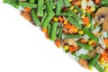 Heap of frozen vegetable mix close-up on a white background. Isolated Royalty Free Stock Photo
