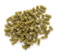 Heap of fusilli pasta isolated on white background Royalty Free Stock Photo