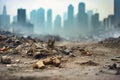 A heap of garbage strewn across the urban landscape, symbolizing environmental pollution and the need for proper waste management Royalty Free Stock Photo