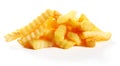 Heap of golden fried crinkle cut potato chips Royalty Free Stock Photo