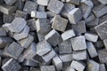 Heap of stone blocks prepared for paving the street Royalty Free Stock Photo