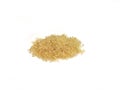 Heap of granulated - brown sugar on a white background, macro photo, lots of detail