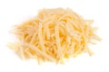 Heap of grated cheese isolated on white background