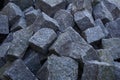 Heap of gray cobbles prepared on the construction site Royalty Free Stock Photo