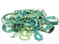 Heap of green colored beads