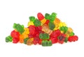 Heap of jelly bears or gummy bears candies isolated on white background