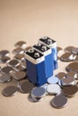Heap of lithium button cell batteries Royalty Free Stock Photo