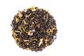 Heap of loose leaf black and green tea blend isolated on a white Royalty Free Stock Photo