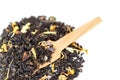 Heap of loose leaf black and green tea blend isolated on a white Royalty Free Stock Photo