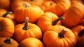 Heap of Many Big Orange Pumpkins on an Autumn Market.