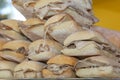 Heap of many stuffed sandwich with roast pork Royalty Free Stock Photo