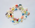 Heap of medicine pills and capsules Royalty Free Stock Photo