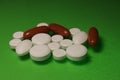 Heap of medicine pills. Close up of colorful tablets and capsules Royalty Free Stock Photo