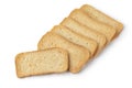 Heap of melba toast on white background