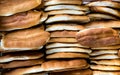 Heap of Mexican bread, also know as telera. Royalty Free Stock Photo