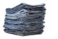 Heap of modern designer blue jeans