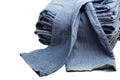 Heap of modern designer blue jeans