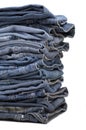 Heap of modern designer blue jeans