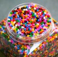 Heap of multicolor plastic beads