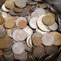 Heap of obsolete Greek coins called drachma Royalty Free Stock Photo