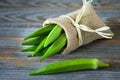 A heap of okra or Lady's fingers in a bag