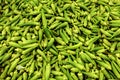 Heap of okra okro / ochro on food market in Cyprus.