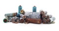 Heap of old batteries Royalty Free Stock Photo