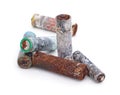 Heap of old batteries Royalty Free Stock Photo