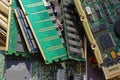A heap of old computer parts: memory, network cards, graphics ca Royalty Free Stock Photo