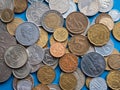 Heap of old and modern international coins. Concept of numismatics, coin collection, form of hobby Royalty Free Stock Photo