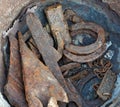 Heap of old rusty iron background Royalty Free Stock Photo