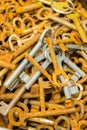 Heap of old rusty keys for sale at the bazaar as background Royalty Free Stock Photo