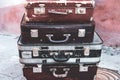 Heap Of Old Suitcases, Vintage old classic l leather suitcases