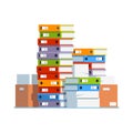 Heap of paper document file folders and boxes Royalty Free Stock Photo