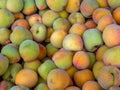 Heap of peaches in a market