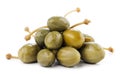 Heap of pickled capers on a white background. Isolated Royalty Free Stock Photo