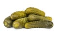 Heap of pickled gherkins isolated on white