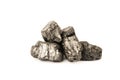 Heap of pieces of coal isolated on white background