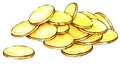 Heap, pile gold coins, hand draw watercolor illustration, money